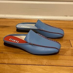 NIB Camper Light Blue Slip-On Loafers with Red Accents